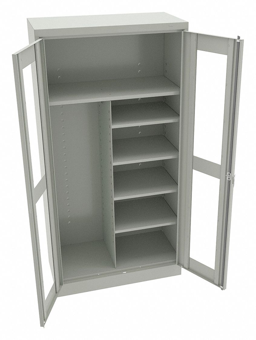 STORAGE CABINET, 36 IN X 18 IN X 72 IN, 5 SHELVES, SWING HANDLE/KEYED, 24 GA PANEL, ADJUSTABLE