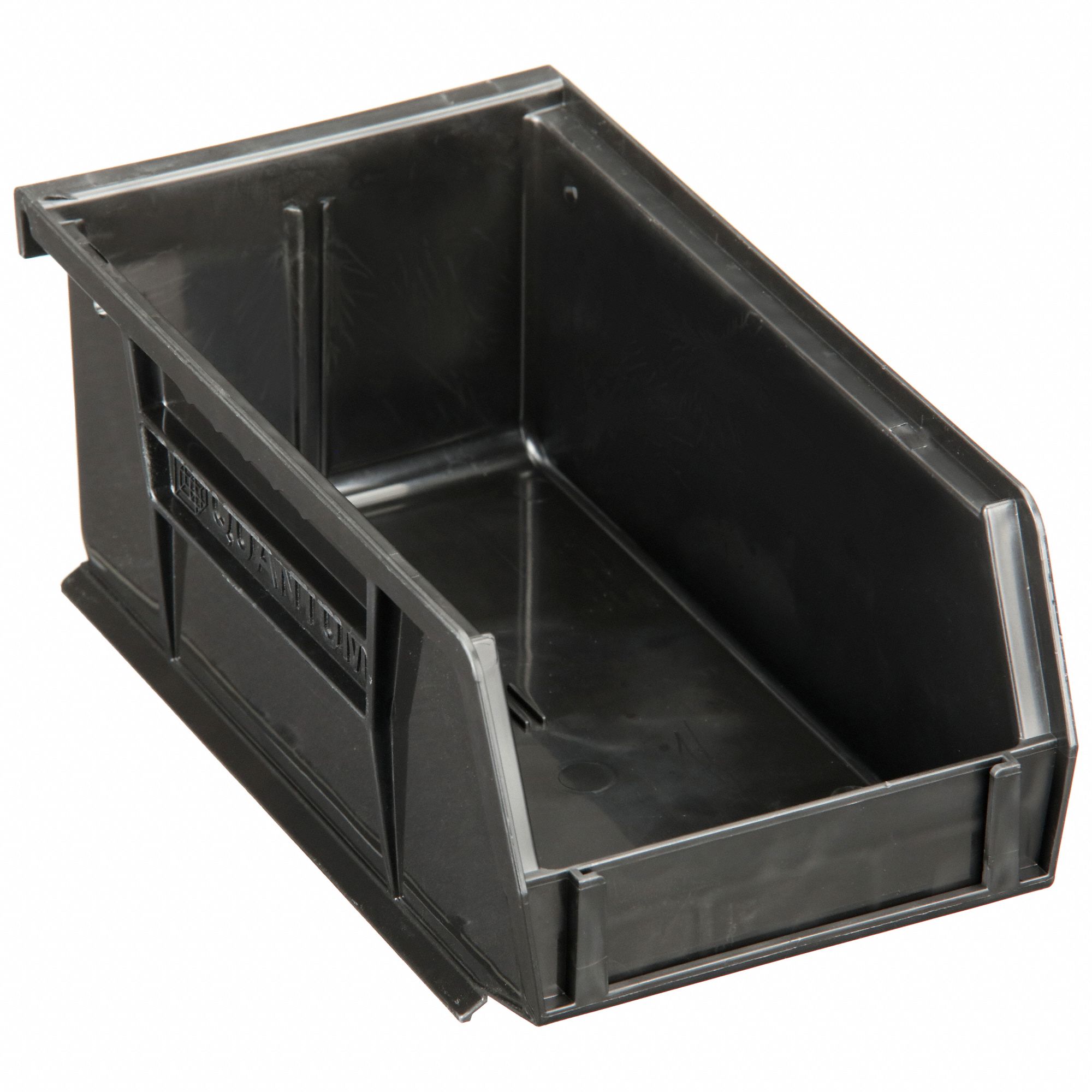 Hang and Stack Bin: 4 1/8 in x 7 3/8 in x 3 in, Black, Label Holder Included