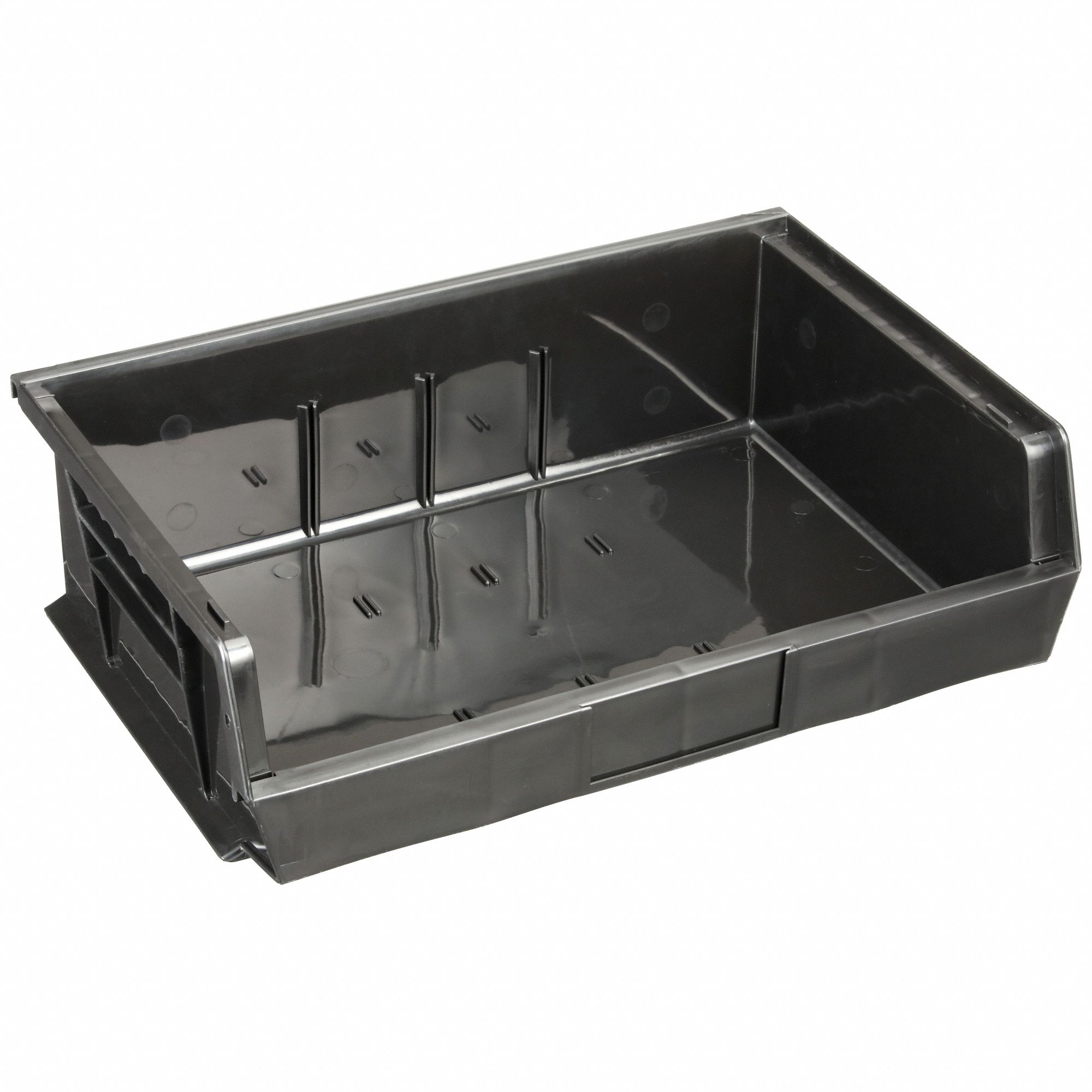 Hang and Stack Bin: 16 1/2 in x 10 7/8 in x 5 in, Black, 60 lb Load Capacity