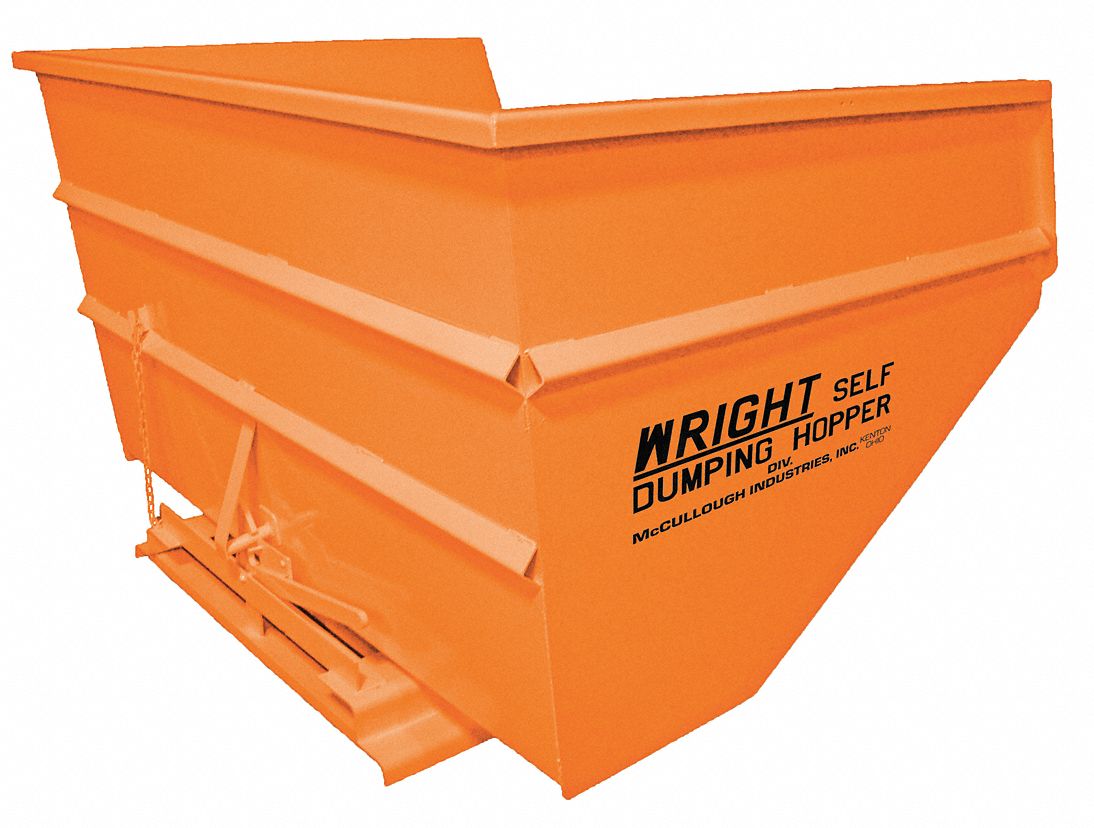 SELF DUMPING HOPPER, STANDARD, STEEL, LEVER, ORANGE, 6000 LB CAPACITY
