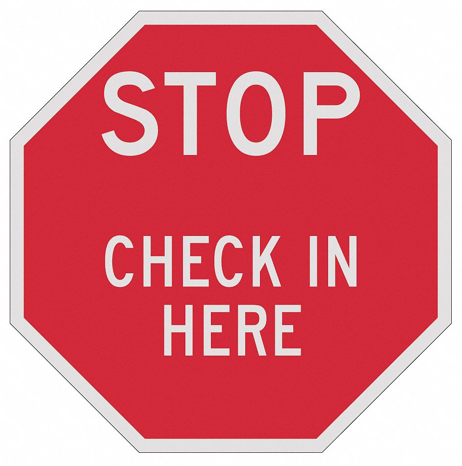 Aluminum, Mounting Holes Sign Mounting, Reflective Visitors Stop Sign ...