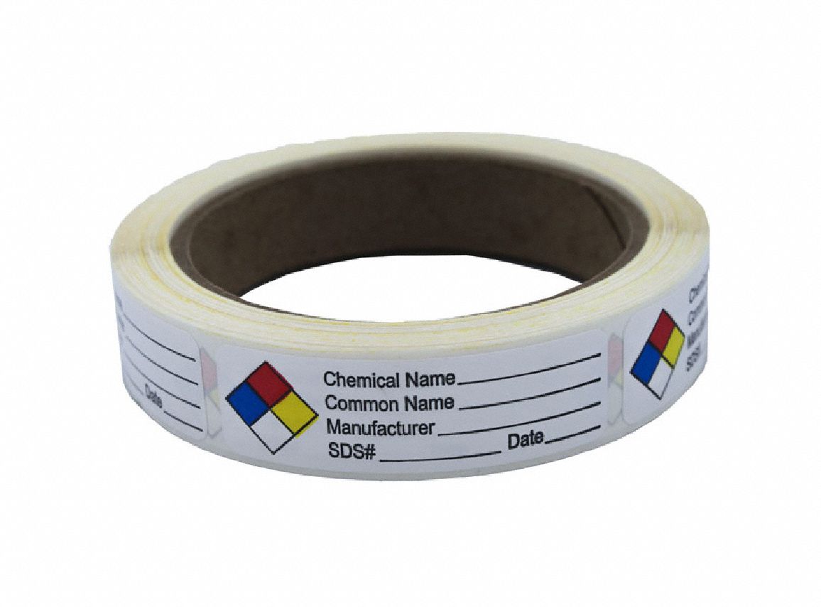 ROLL PRODUCTS Hazardous Chemical Label Paper, 250 PK 8EE38141539 Grainger