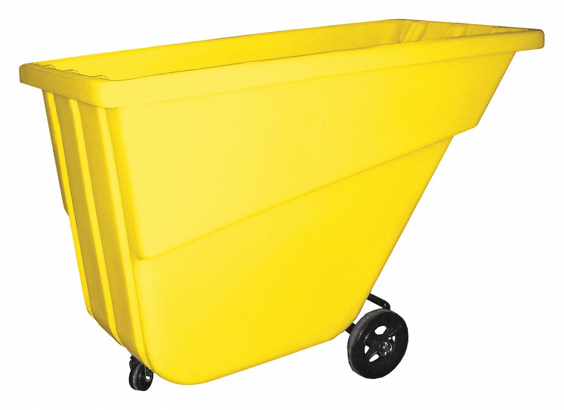 General Purpose Plastic Tilt Truck: 16 cu ft Cubic Foot Capacity, Yellow, Raised