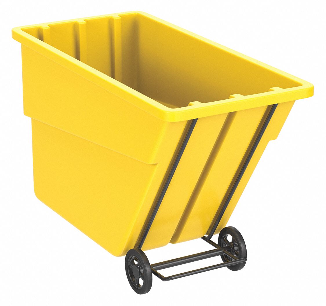 General Purpose Plastic Tilt Truck: 16 cu ft Cubic Foot Capacity, Yellow, Raised