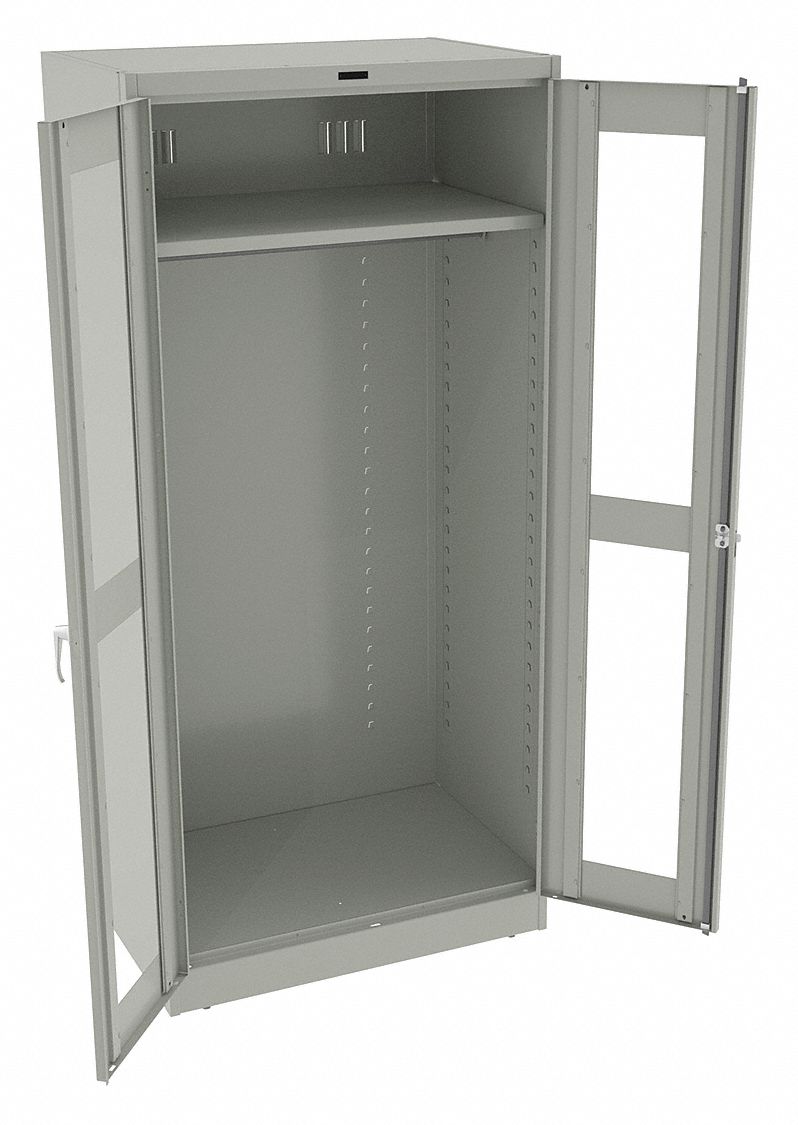 STORAGE CABINET, 36 X 24 X 78 IN, 1 ADJUSTABLE SHELF, SWING HANDLE/KEYED, LEVELING, GREY