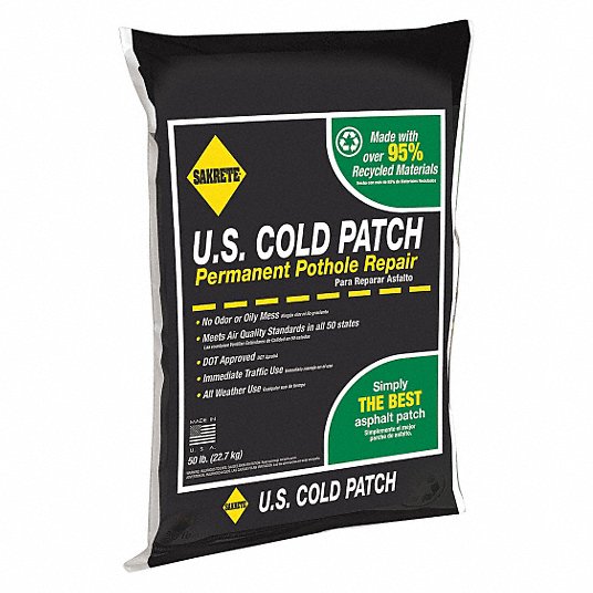 Black Cold Patch, 50 lb Bag, Coverage: 2 sq ft @ 3 in