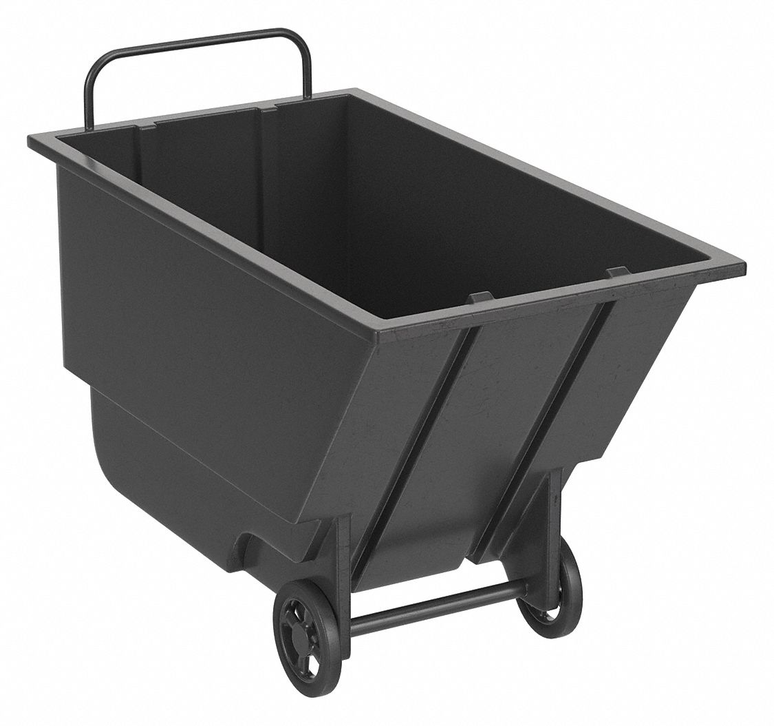 General Purpose Plastic Tilt Truck: 9 cu ft Cubic Foot Capacity, Black, Raised