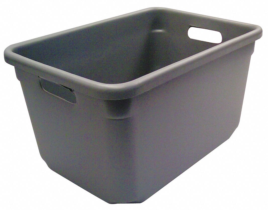 Nesting Container: 8.07 gal, 18 in x 12 1/2 in x 10 in, Gray, Less than 10 gal