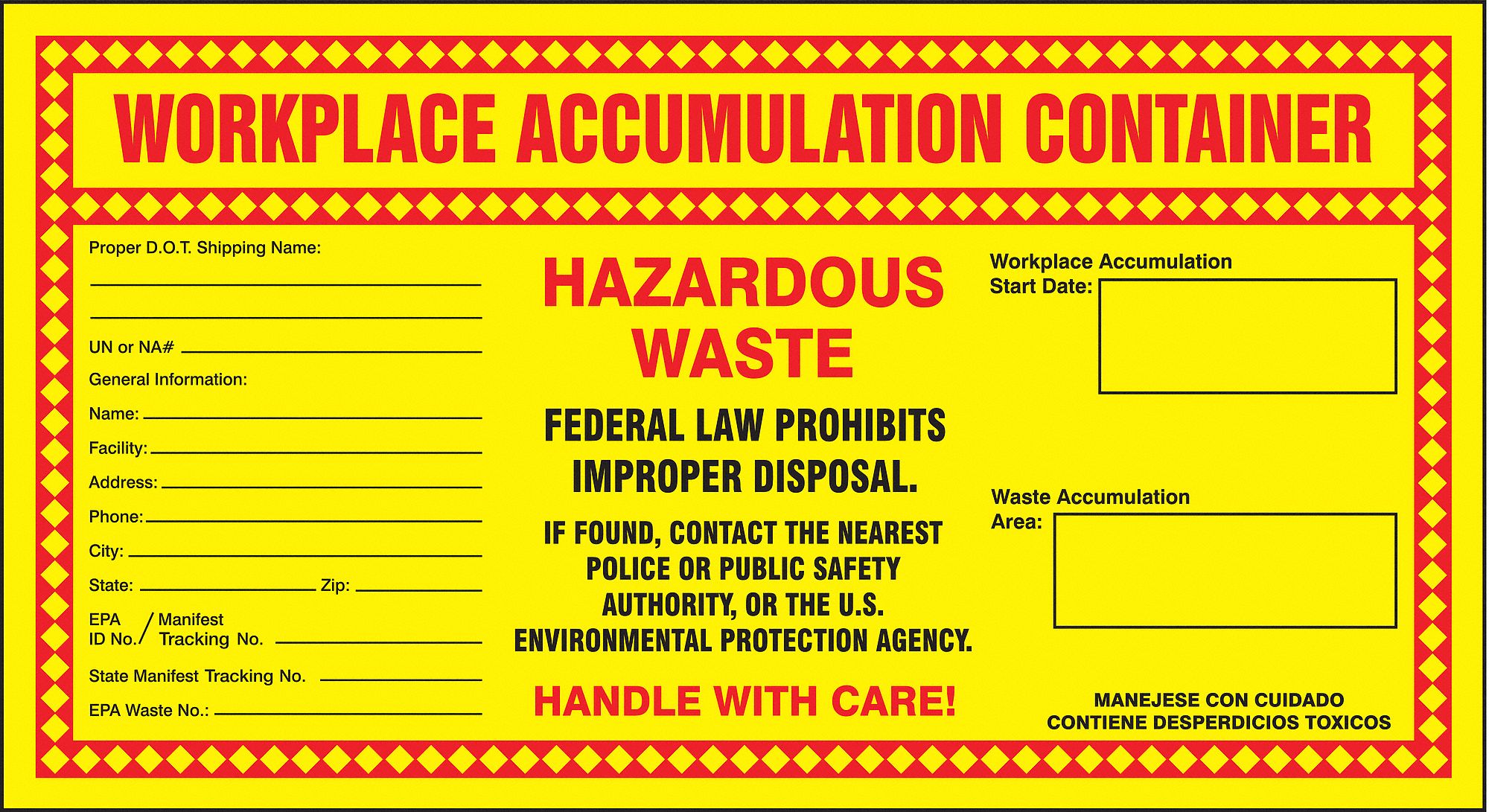 Hazardous Waste Label,6-1/2 In. H,PK25