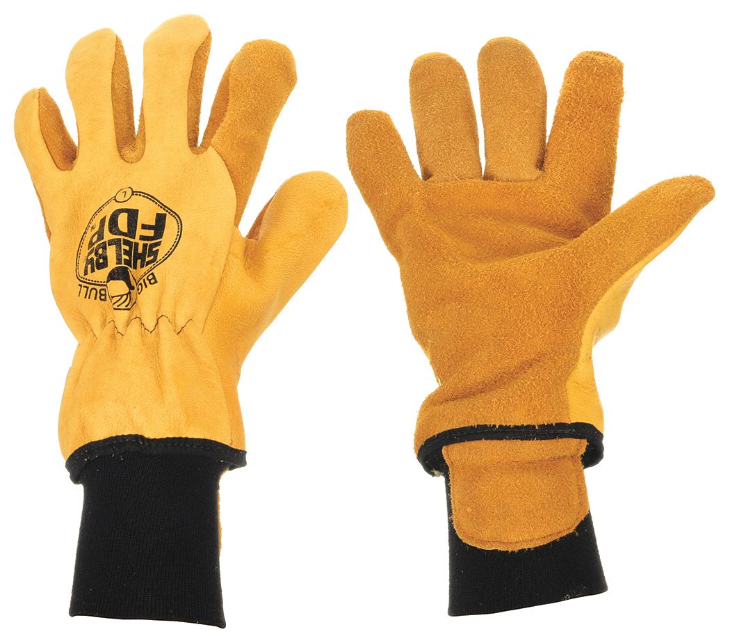 Firefighters Gloves, M, Elkhide Lthr, PR