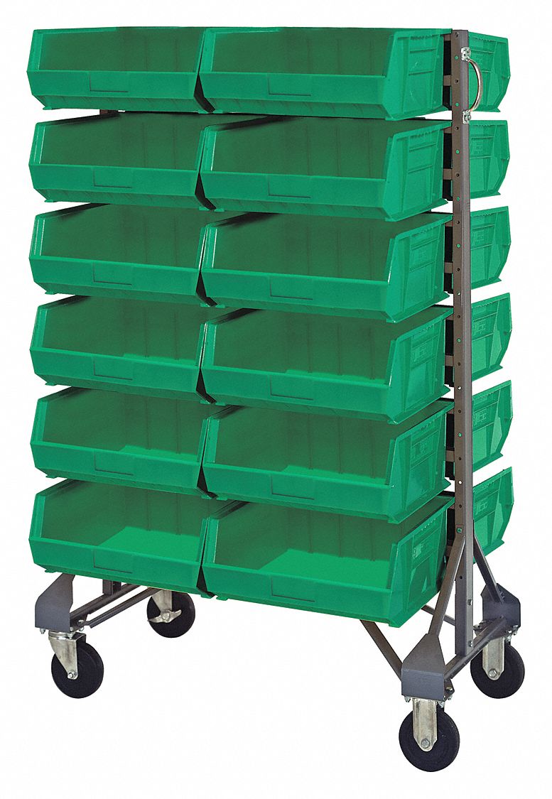 QUANTUM STORAGE SYSTEMS, 36 in x 30 in x 59 in, 24 Bins, Mobile Bin ...