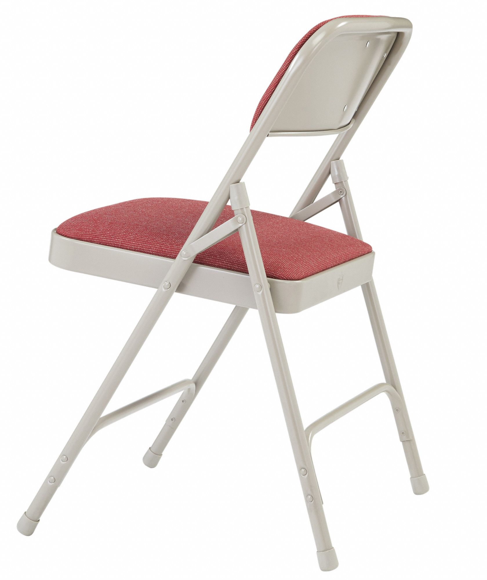 NATIONAL PUBLIC SEATING Gray Steel Folding Chair with Cabernet Seat ...