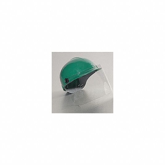 Bump Cap with Face Shield Attachment Hardware, Front Brim, Green Grainger