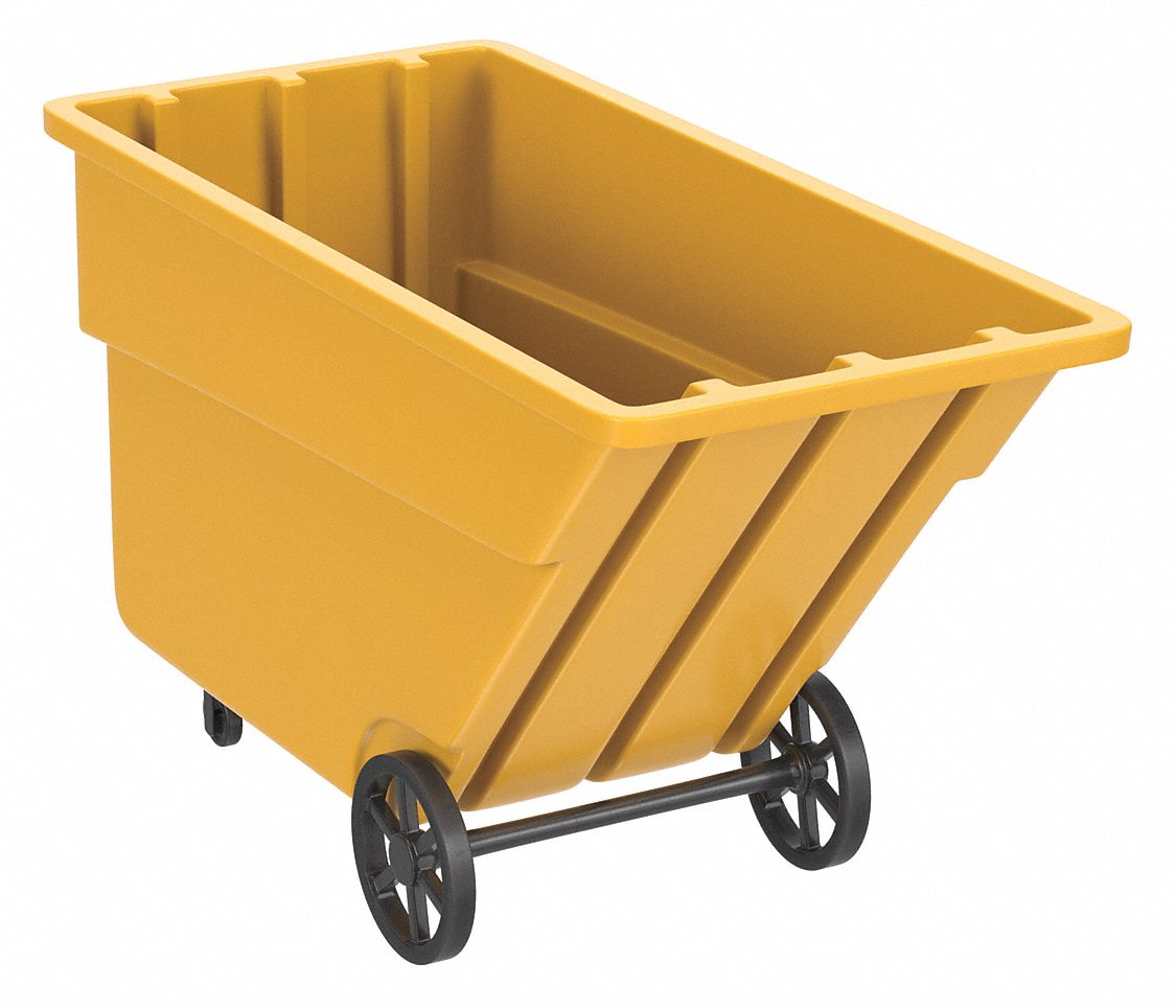 General Purpose Plastic Tilt Truck: 29 cu ft Cubic Foot Capacity, Orange, Raised