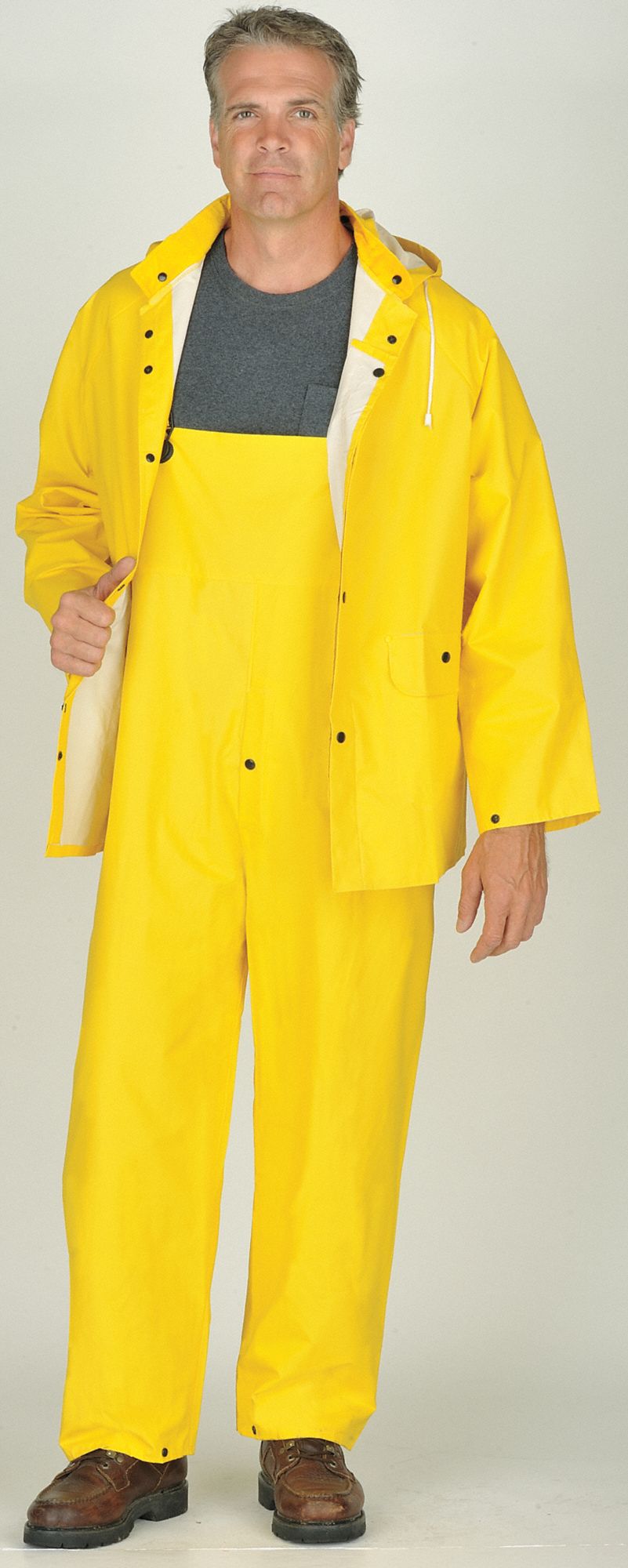 MIK, 3 Piece Rain Suit with Jacket/Bib Overall, Yellow, 3-Piece