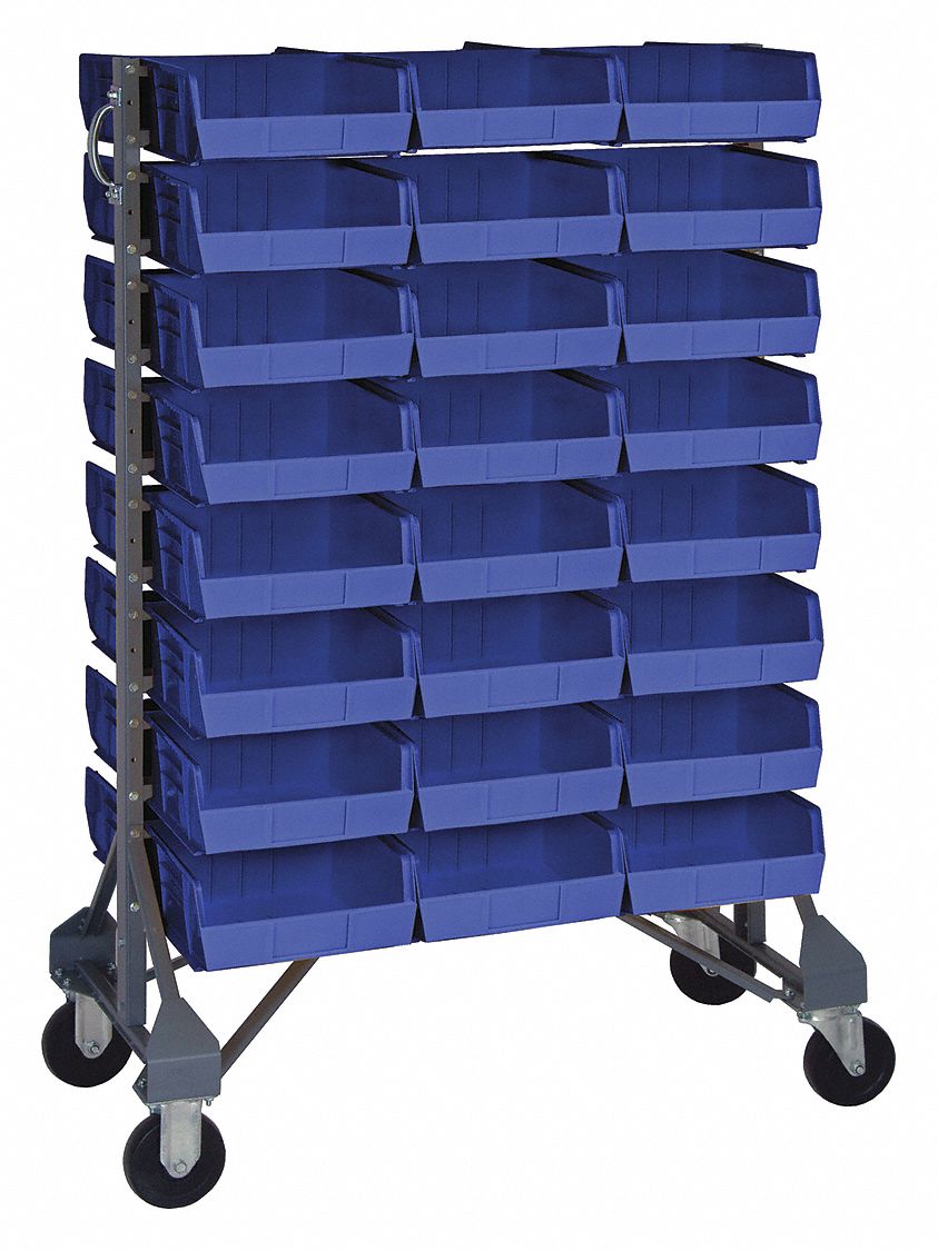 Rolling rack for plastic bins