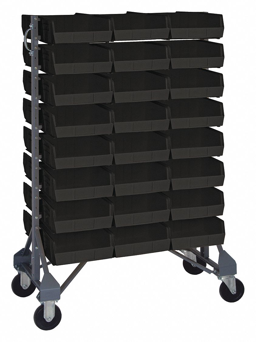 QUANTUM STORAGE SYSTEMS, 20 in x 36 in x 53 in, 48 Bins, Mobile Bin Rail Floor Rack 8ERP4MQRU