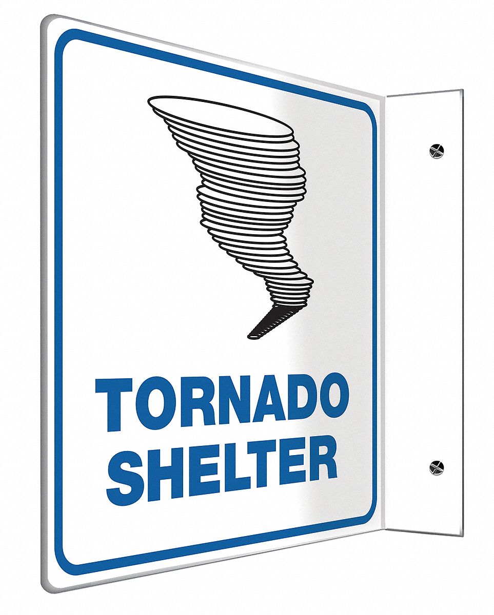 EVACUATION SIGN, ASSEMBLY OR SHELTER, NO HEADER, PLASTIC, 8 IN X 8 IN, WITH MOUNTING HOLES, L-SHAPED