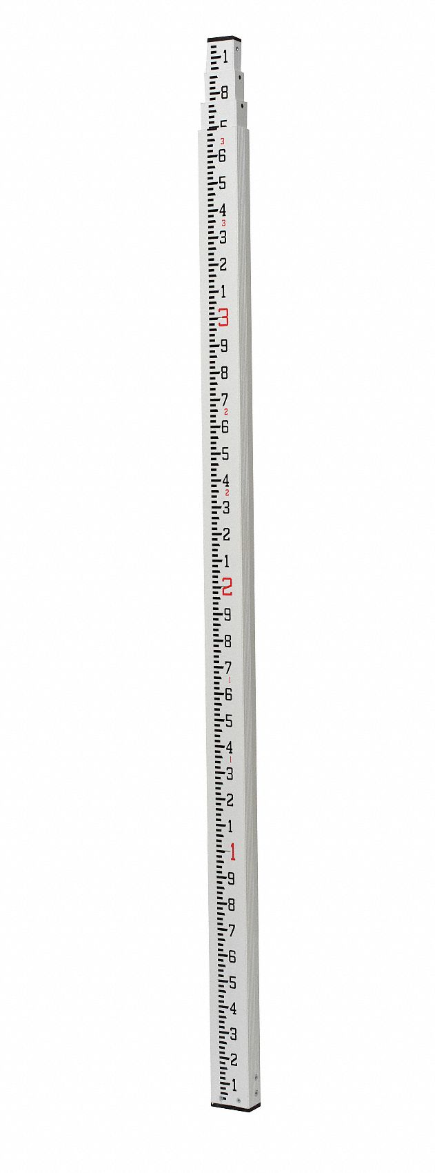 Leveling Rod: Rectangular, Scale on Back Side, Permit to Read Ht at Eye Level, 4 Sections