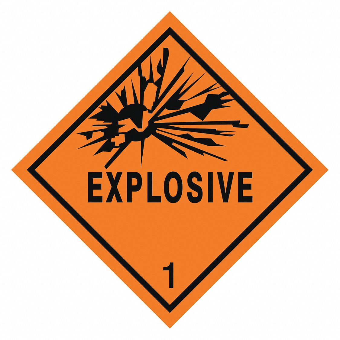 DOT Container Label: 1.6 Explosive, 4 in x 4 in, 4 in Label Ht, 4 in Label Wd, Vinyl