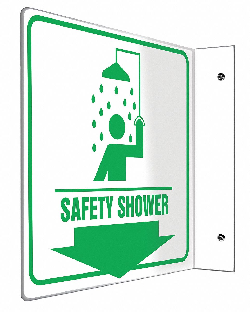 Safety Shower Sign,8 x 8In,GRN/WHT,PS