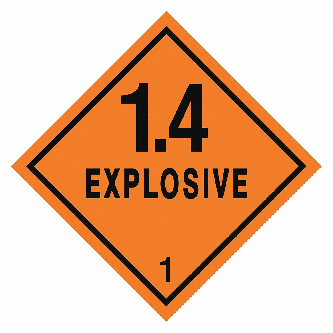 DOT Container Label: 1.4 Explosive, 4 in x 4 in, 4 in Label Ht, 4 in Label Wd, 25 PK