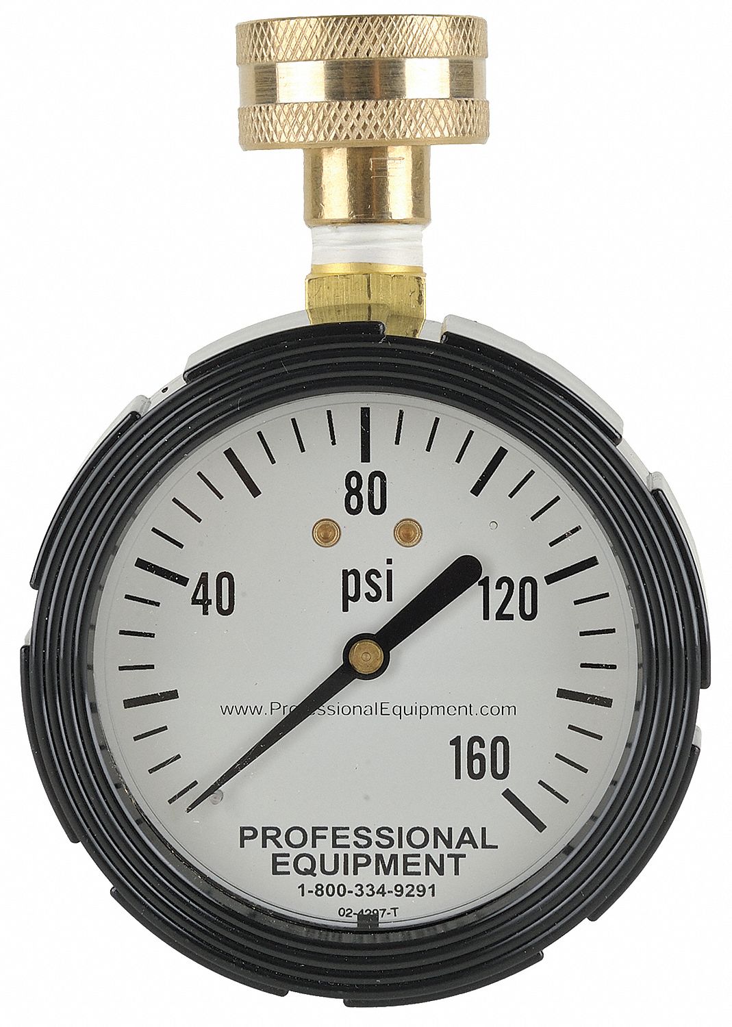 Pressure Gauge: Home Water Line Test Kit, Water, 0 to 160 psi, Top, LFS