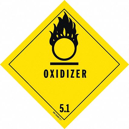 9DYT9 - DOT Label 4 in H 4 in W Oxidizer PK25