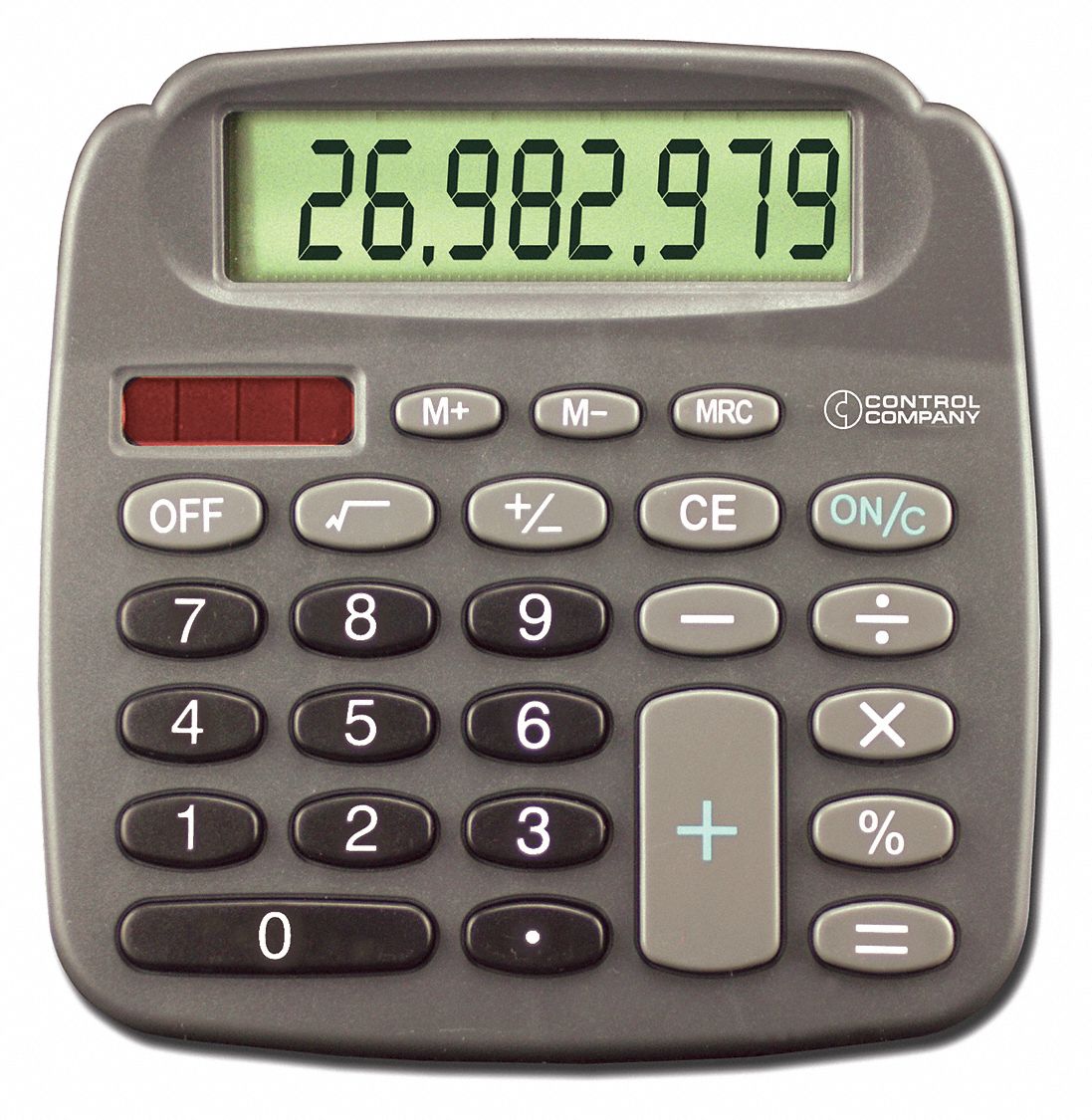 Calculator: Portable, 8, LCD, 1/2 in H x 2 1/2 in W, Oversize Keys