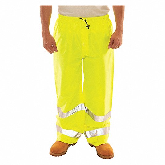 TINGLEY Yellow/Green, High Visibility Rain Pants, 5XL, Polyester ...