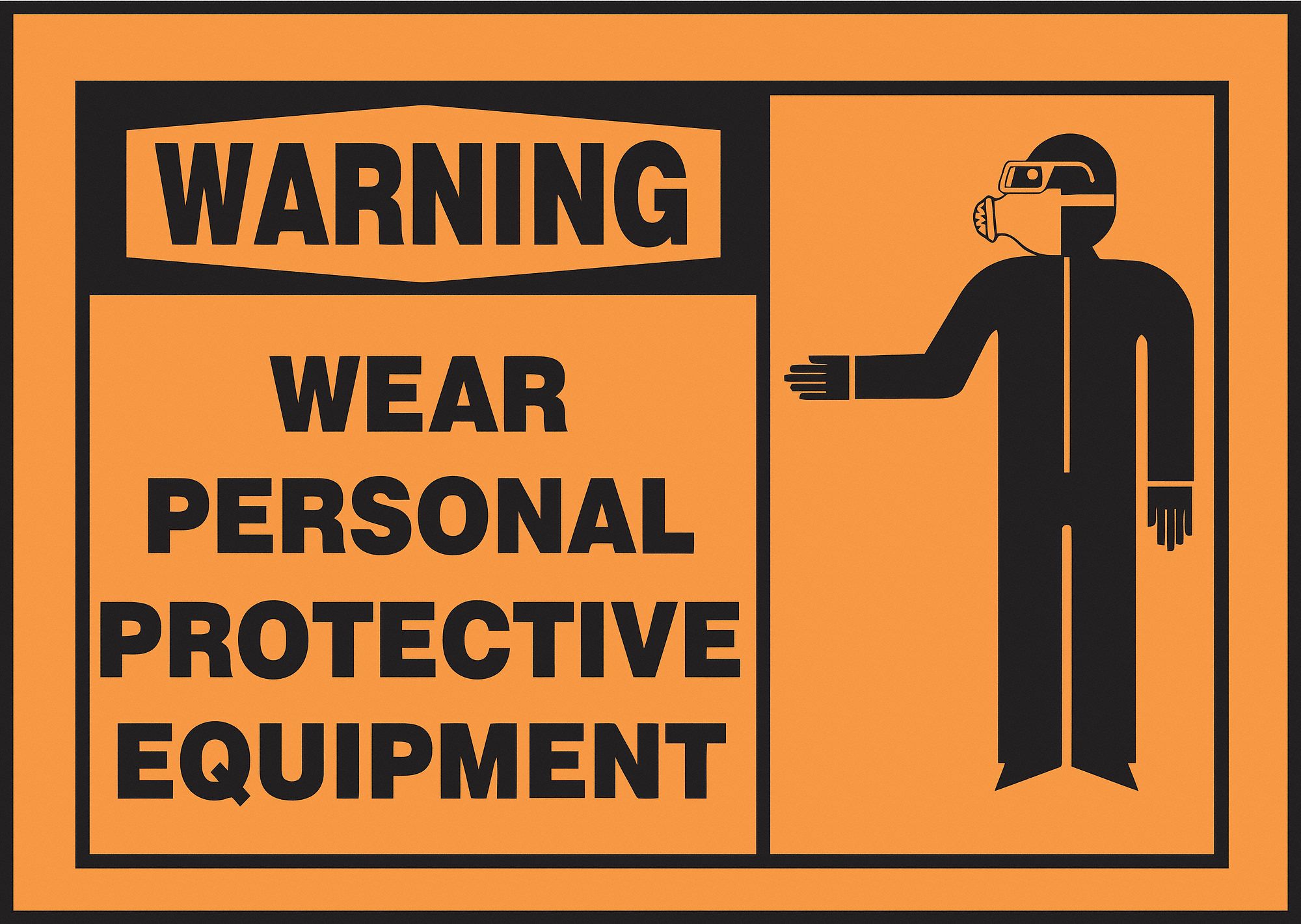 ACCUFORM Safety Label, Sign Format Traditional OSHA, Wear Personal