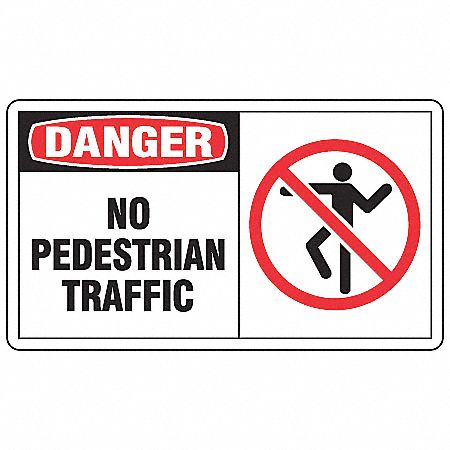 Traffic Sign,7 x 10In,BK and R/WHT,PLSTC