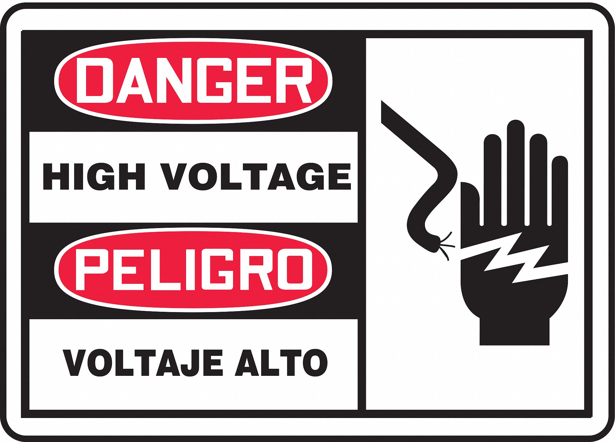 SpanishBilingual Danger Sign, High Voltage/Alto Voltaje, Header Danger