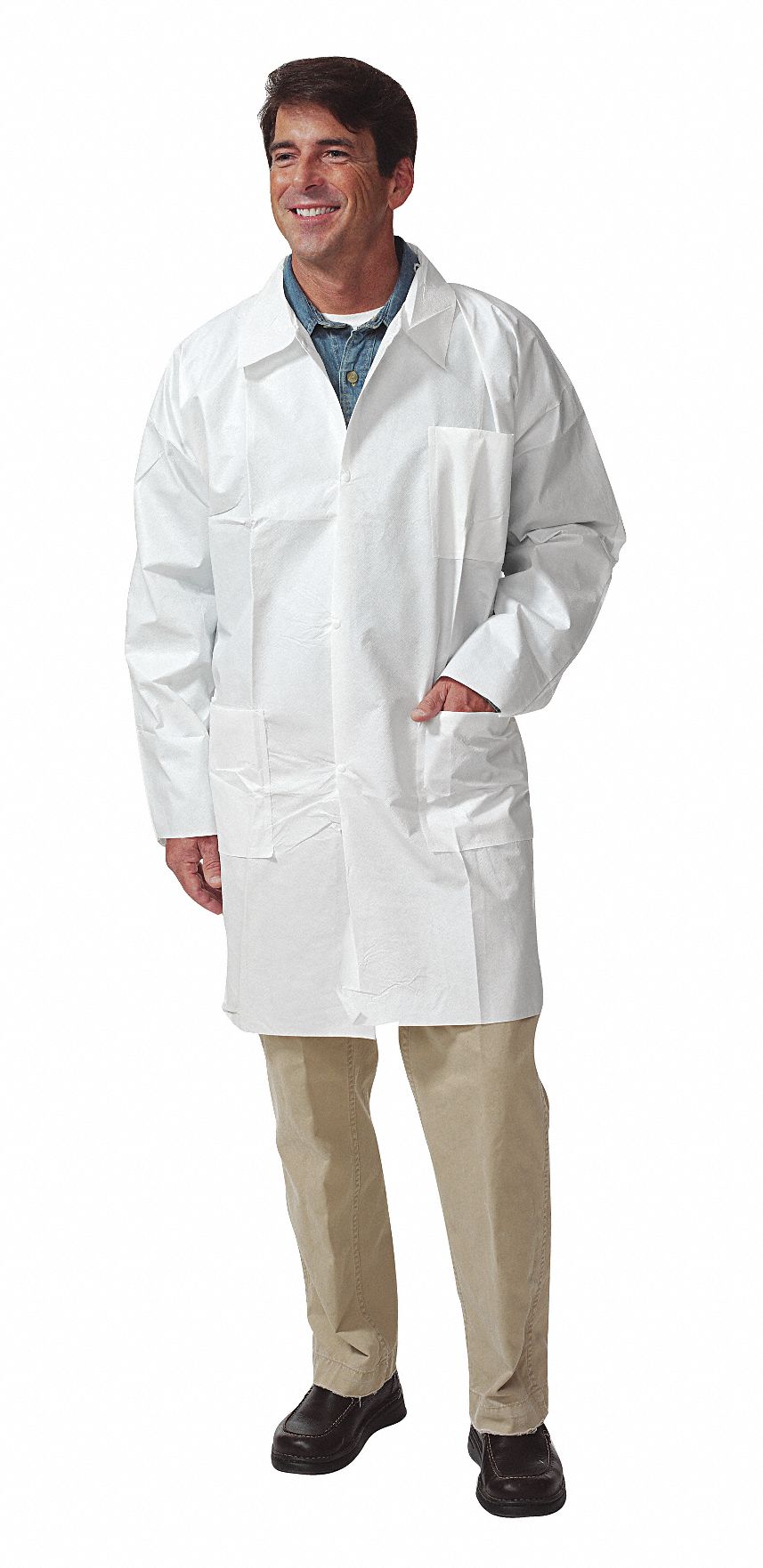 GRAINGER APPROVED White Microporous Disposable Lab Coat, Size L 8FA04LC3WOKG LRG Grainger