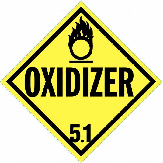 Oxidizer, 10 3/4 in Label Wd, DOT Container Placard - 9WAV6|DOTP-0045 ...