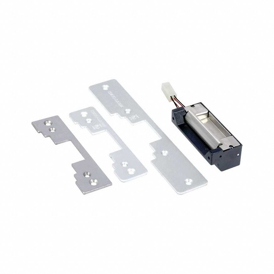 Electric Door Strike: 1 1/4 in_1 7/16 in Wd, 4 7/8 in_7 15/16 in Ht, Cylindrical, Aluminum