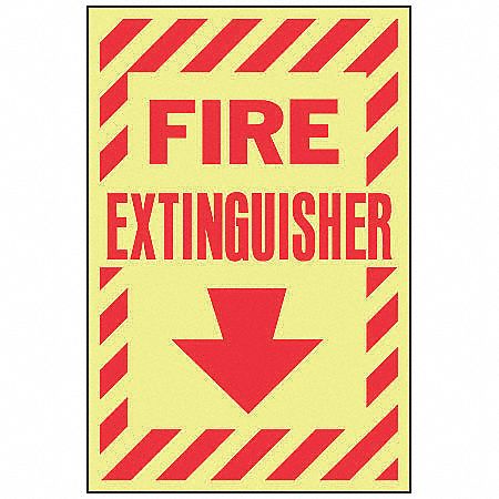 Fire Extinguisher Sign,10 x 7In,R/YEL