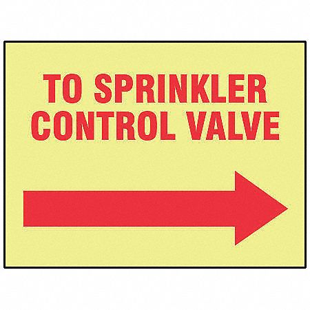 Fire Sprinkler Control Valve Sign,R/YEL