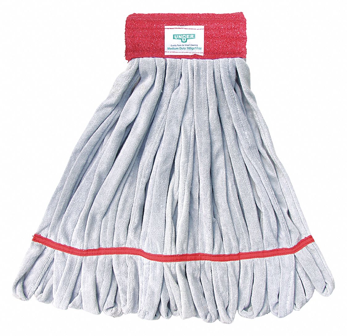 WET MOP, TUBE MOP, CLAMP-ON CONNECTION, LAUNDERABLE, 16 OZ DRY WEIGHT, MICROFIBRE, GREY/RED