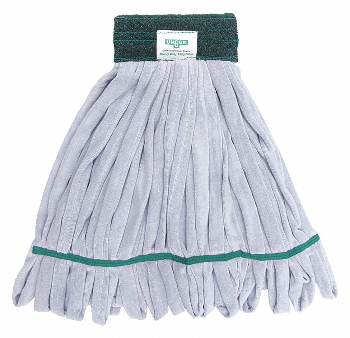 WET MOP, TUBE MOP, CLAMP-ON CONNECTION, LAUNDERABLE, 16 OZ DRY WEIGHT, MICROFIBRE, GREY/GREEN