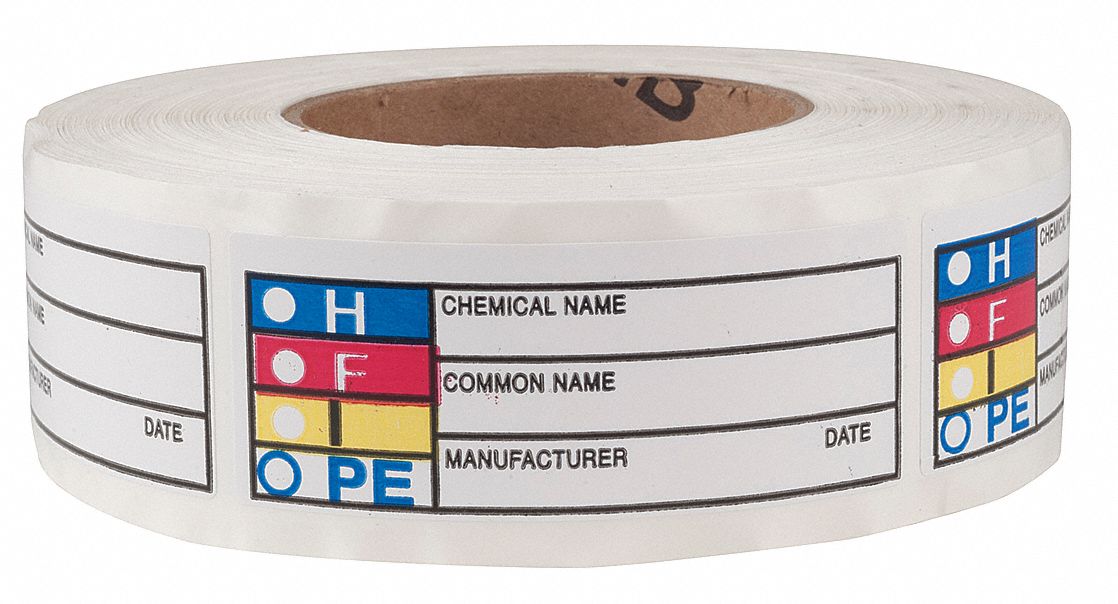 HMIG Label: 1 1/2 in Ht, 3 7/8 in Wd, 0.118 mil Thick, Paper, Adhesive, 1, 000 PK
