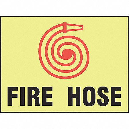 Fire Hose Sign,10 x 14In,R and BK/YEL,FH