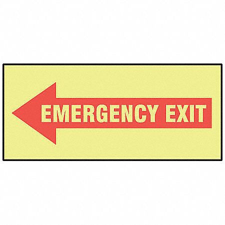 Emergency Exit Sign,Left Arrow,Plastic