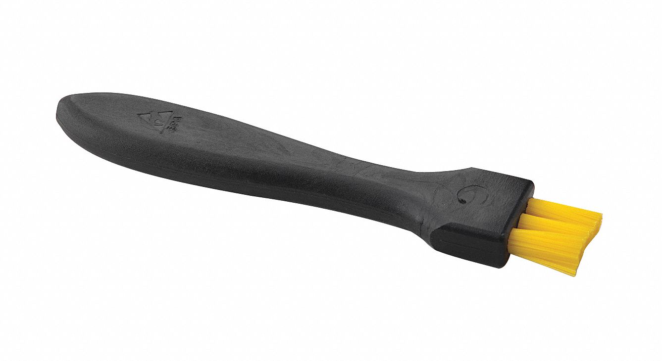 Dissipative Brush: 5 7/8 in Overall Lg, Nylon, Polypropylene, Non-Sparking, Yellow