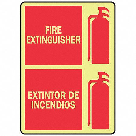 Fire Extinguisher Sign,10 x 7In,R/YEL