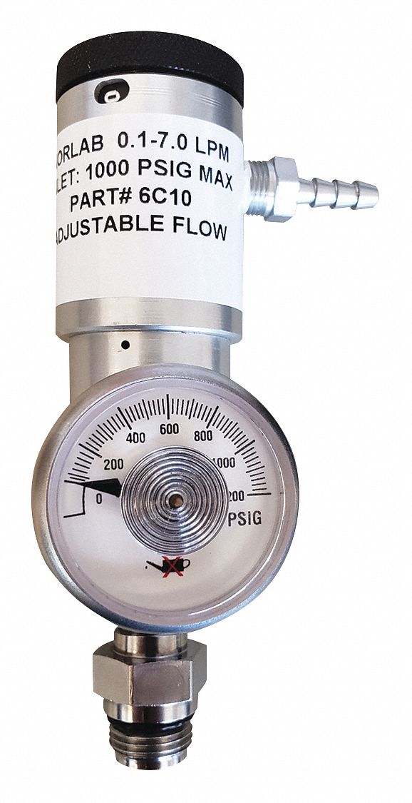 Gas Regulator, 7 lpm Max Flow Rate, Gas Cylinder Regulator 8G0336C10
