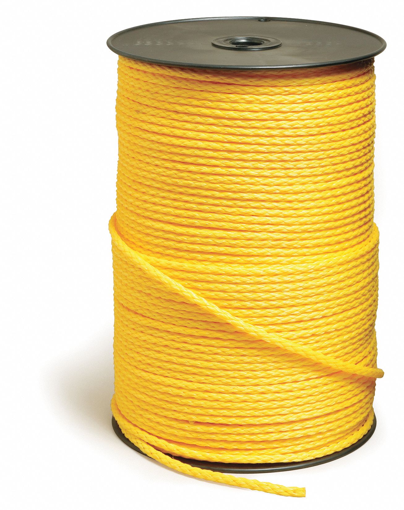 spool of 8 Strand Hollow Braid Polypropylene rope USA. 1/4" x 1000 ft Yellow 