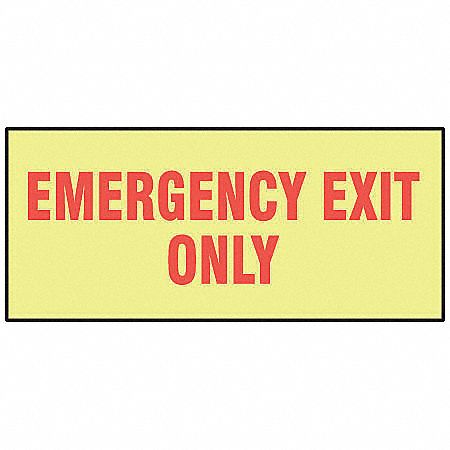 Exit Sign,3-1/2 x 10In,R/Glow,ENG,Text