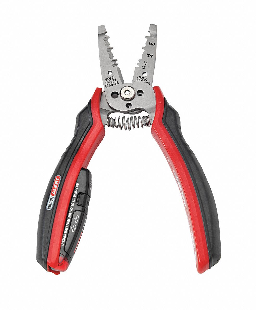 Cable Stripper: Manual, 14 AWG to 12 AWG, 7 1/2 in Overall Lg, Std Cushion Grip, Stainless Steel