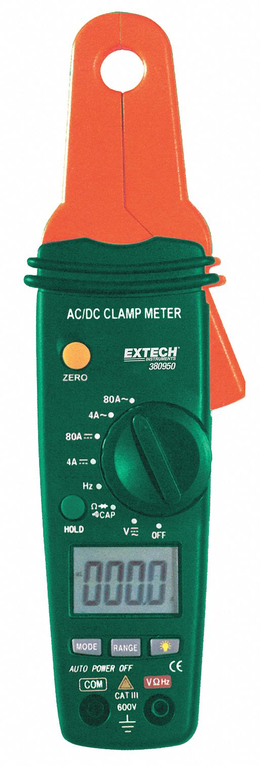 Extech 380950 Extech Clamp Meter 80 Max. AC Amps, 80 Max. DC Amps, 600 V Max. AC Volts, 40